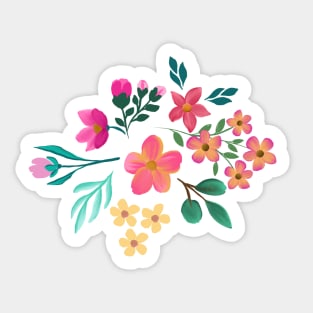 Elegant Hand-Drawn Pink Floral Design Sticker